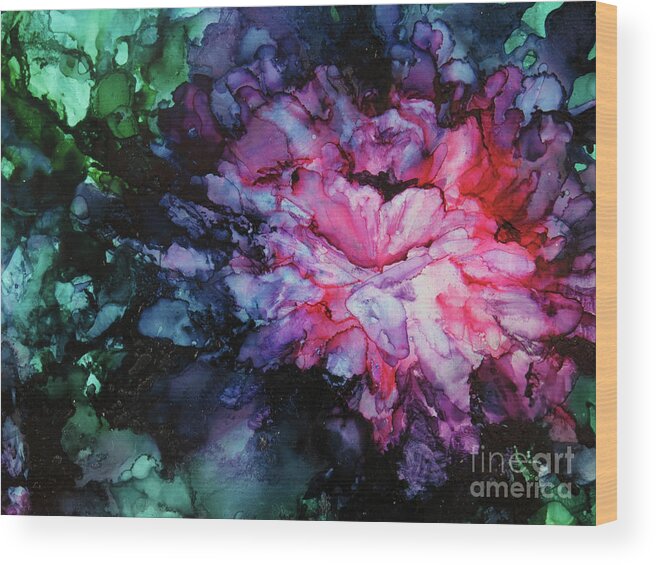 Abstract Wood Print featuring the painting Evening Posie by Zan Savage