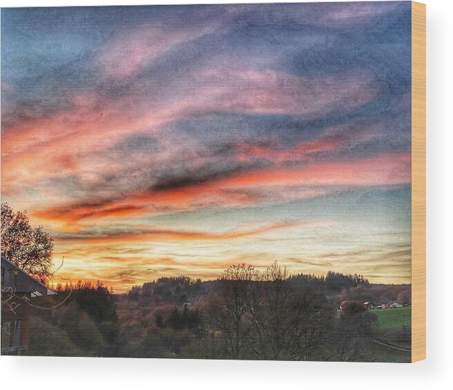 Evening Sky Wood Print featuring the photograph Evening sky by Chris Clark