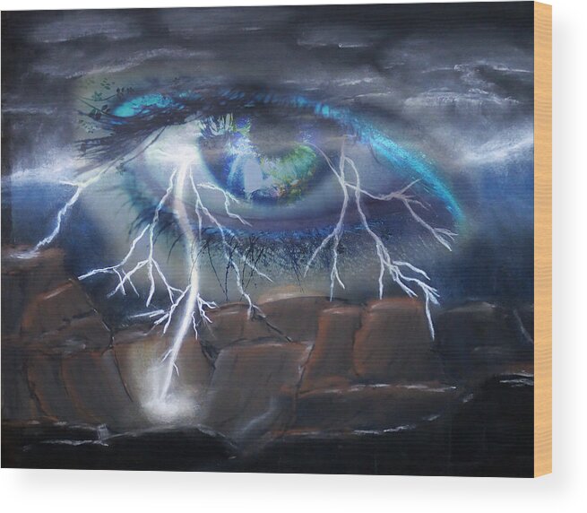 Eyes Wood Print featuring the mixed media Eye of the Storm by Ronald Mills