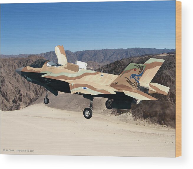 Lightning Wood Print featuring the digital art F-35IB Barak II by Custom Aviation Art