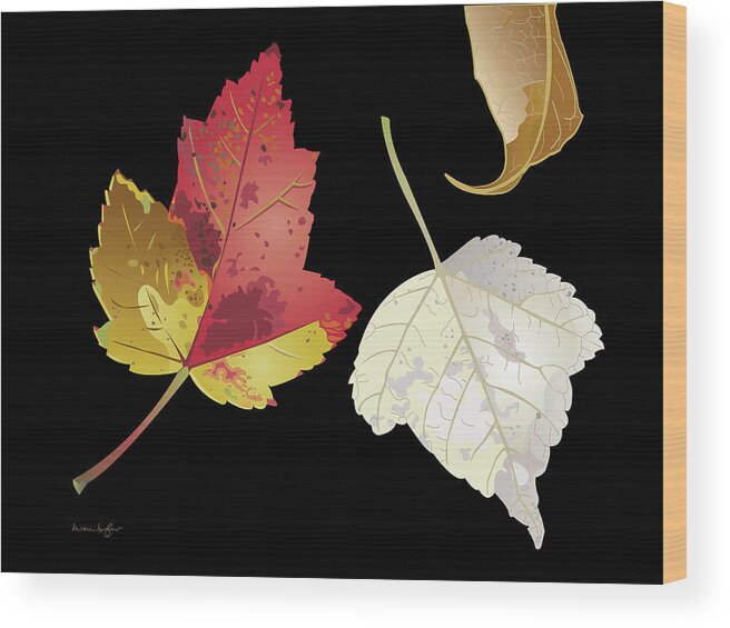 Fall Colors Wood Print featuring the painting Falling Leaves by Susan Spangler