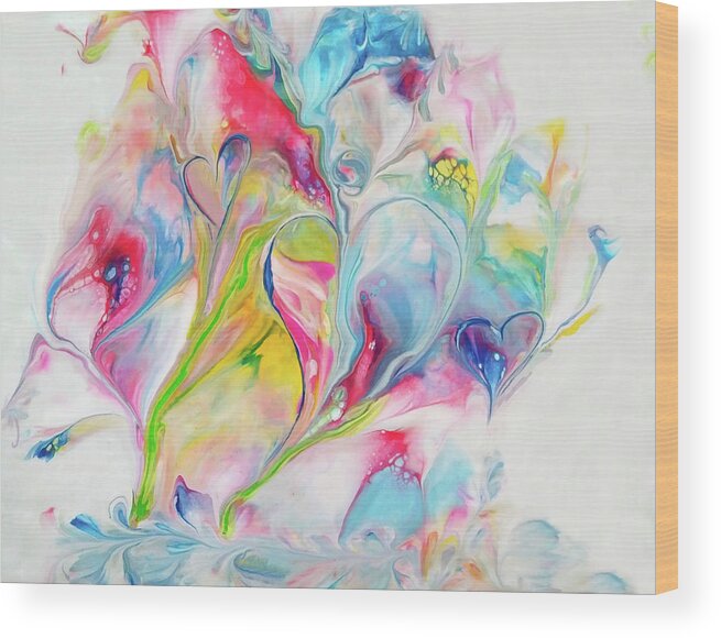 Rainbow Colors Hearts Abstract Acrylic Wood Print featuring the painting Family by Deborah Erlandson