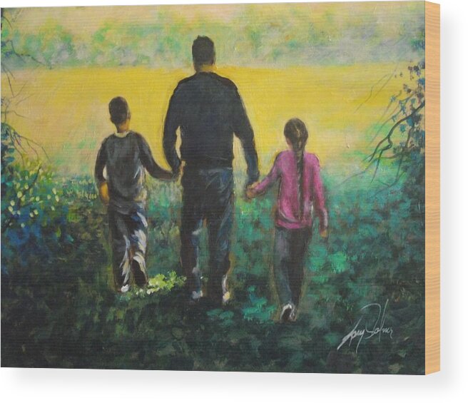  Wood Print featuring the painting Family by Larry Palmer