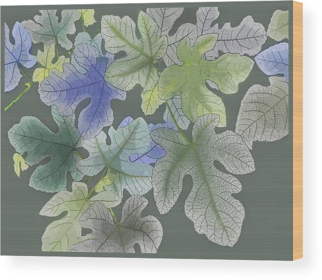 Fig Leaves Wood Print featuring the digital art Ficus carica by Gina Harrison