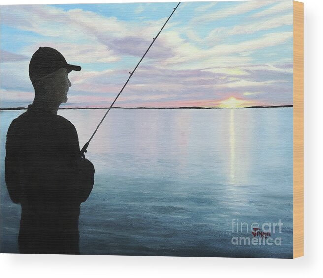 Fishing On The Flats Wood Print featuring the painting Fishing On The Flats by Jimmie Bartlett