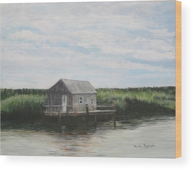 Painting Wood Print featuring the painting Fishing Shack by Paula Pagliughi
