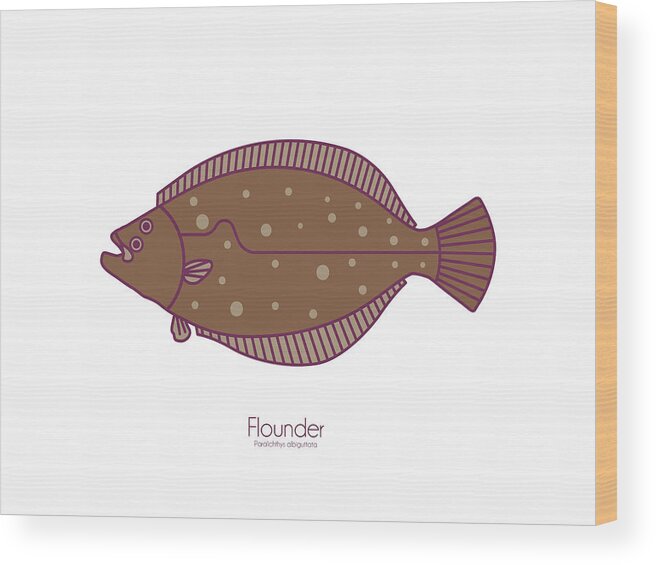 Flounder Wood Print featuring the digital art Flounder by Kevin Putman