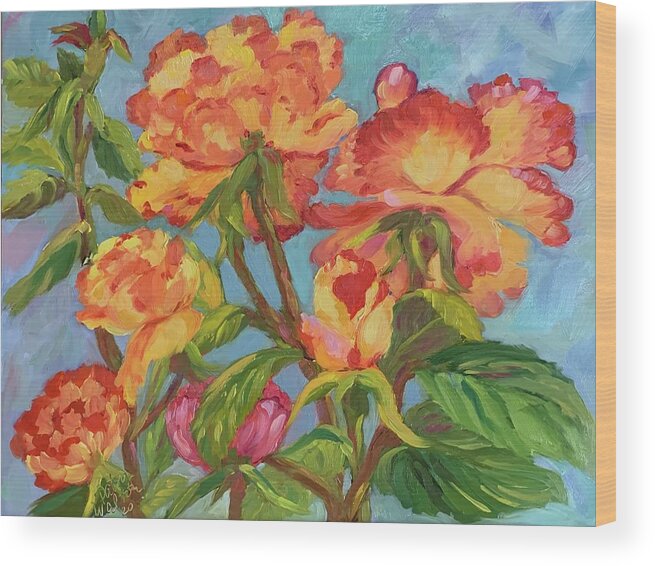 Roses Wood Print featuring the painting Flowers from Firenze by Patsy Walton