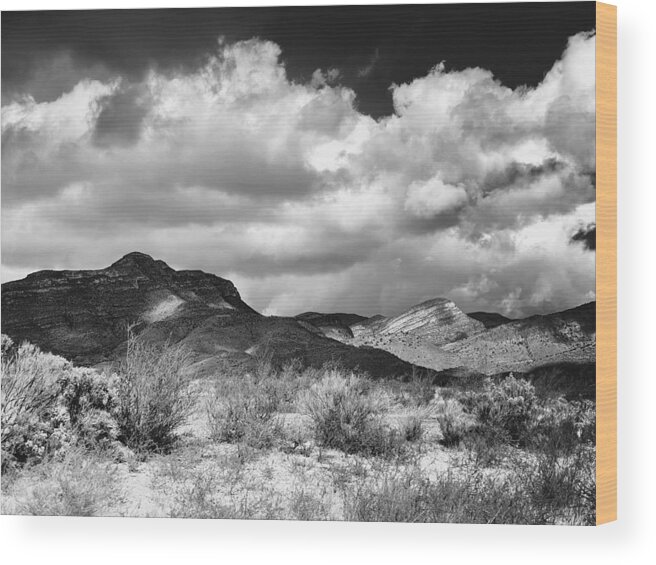 Photograph Black White Desert Arizona Wood Print featuring the photograph Fort Huachuca Vista by Beverly Read