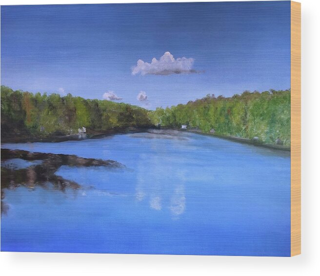 Lake Wood Print featuring the painting Fox Lake by Kate Conaboy