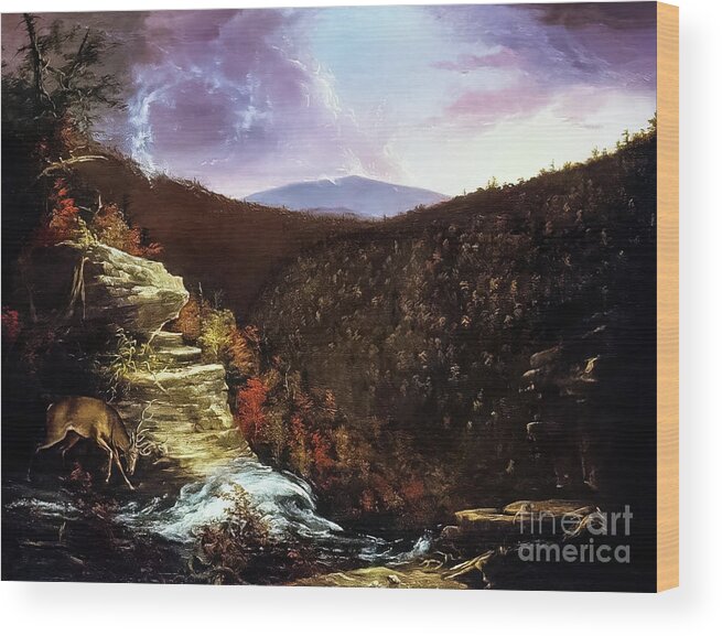 American Wood Print featuring the painting From the Top of Kaaterskill Falls by Thomas Cole 1826 by Thomas Cole