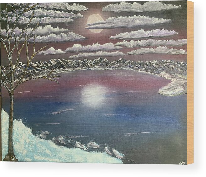 Winter Wood Print featuring the painting Frozen by Lisa White