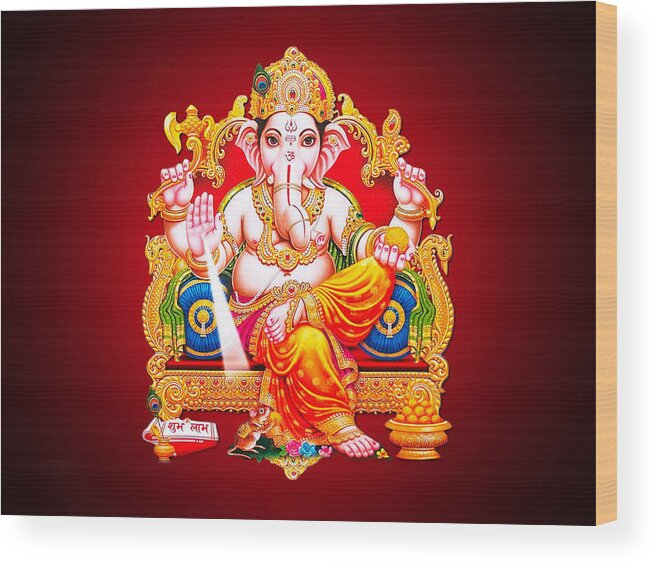 Elephant Wood Print featuring the photograph Ganesha Ganesh Ganapati by Theresa Tahara
