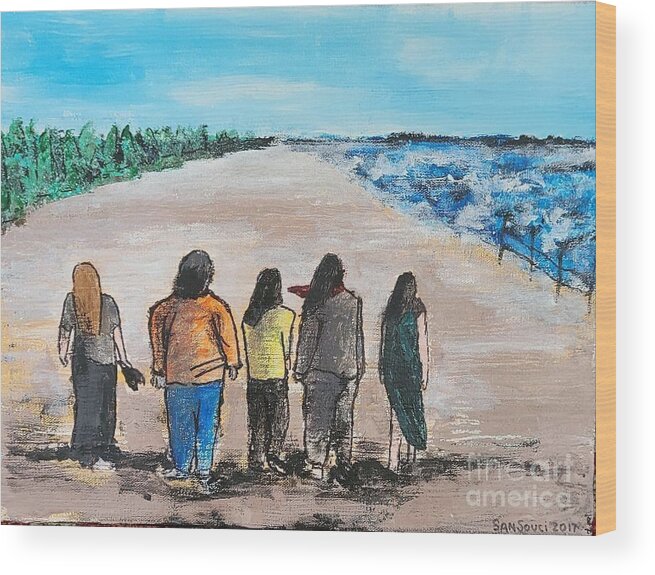  Wood Print featuring the painting The Girls Weekend at the Beach by Mark SanSouci