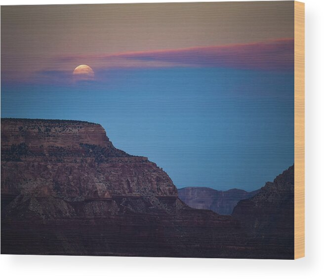 Grand Canyon Wood Print featuring the photograph Grand Canyon Full Moon by Susie Loechler
