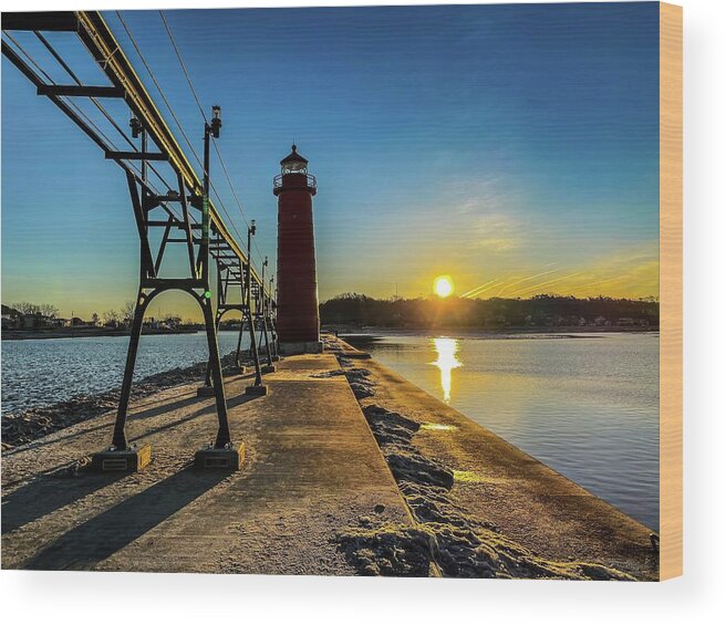Northernmichigan Wood Print featuring the photograph Grand Haven Light House IMG_8945 HRes by Michael Thomas