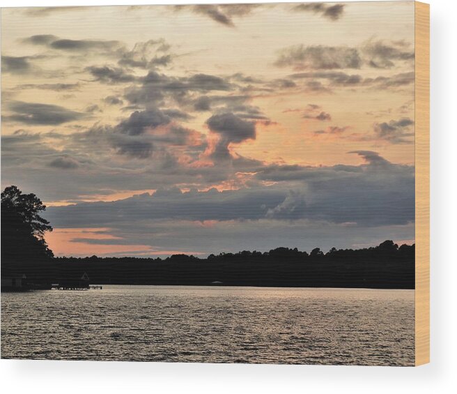Gray Wood Print featuring the photograph Gray-Orange Turmoil Sunset by Ed Williams