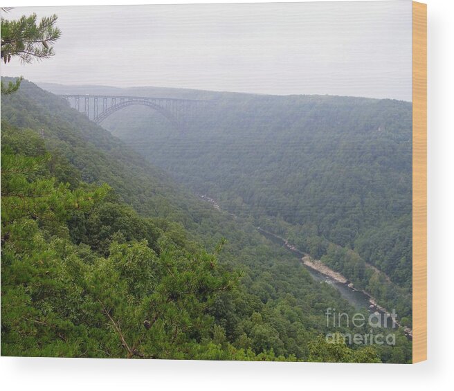 Hazy Forest Photo Wood Print featuring the photograph Hazy West Virginia Bridge by Expressions By Stephanie
