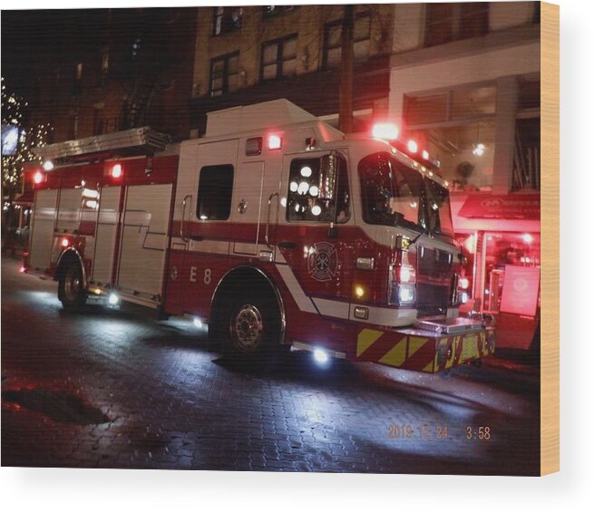 Fire Truck Wood Print featuring the photograph Heroes in Motion by James Cousineau