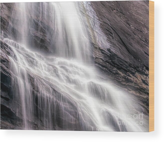 Hickory Nut Falls Wood Print featuring the photograph Hickory Nut Falls Water by Amy Dundon