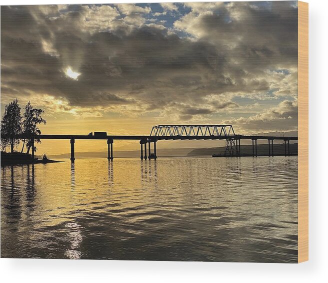 Bridge Wood Print featuring the photograph Hood Canal Floating Bridge by Jerry Abbott