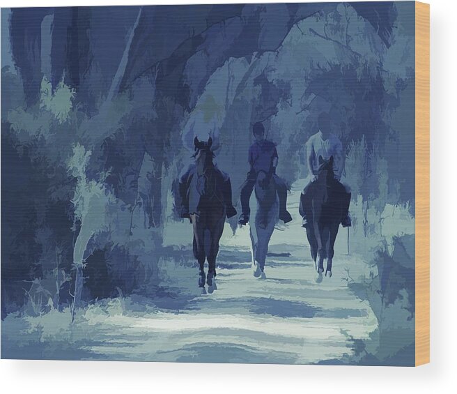 Benalla Wood Print featuring the mixed media Horse Riding The Reef Hills State Park Tracks by Joan Stratton
