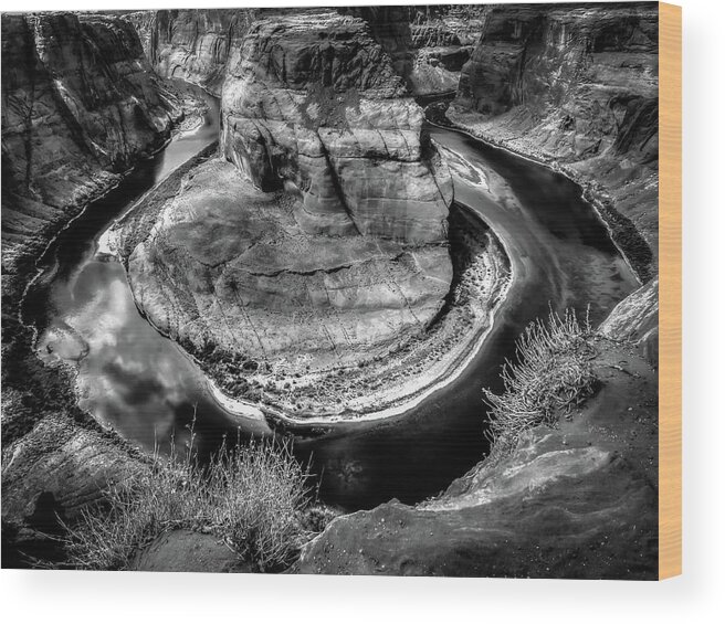 Horse Shoe Bend Wood Print featuring the photograph Horse Shoe Bend BW by Michael Damiani
