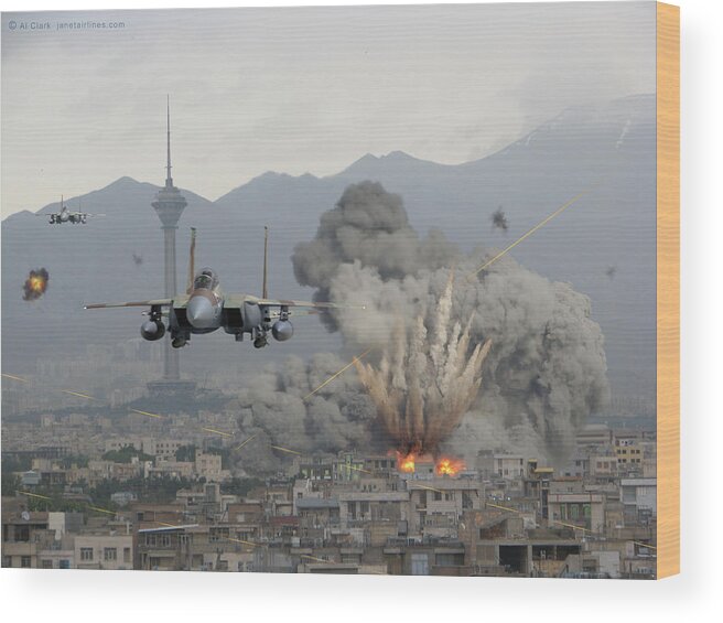 Eagle Wood Print featuring the digital art IAF F-15Is Retaliate over Tehran by Custom Aviation Art