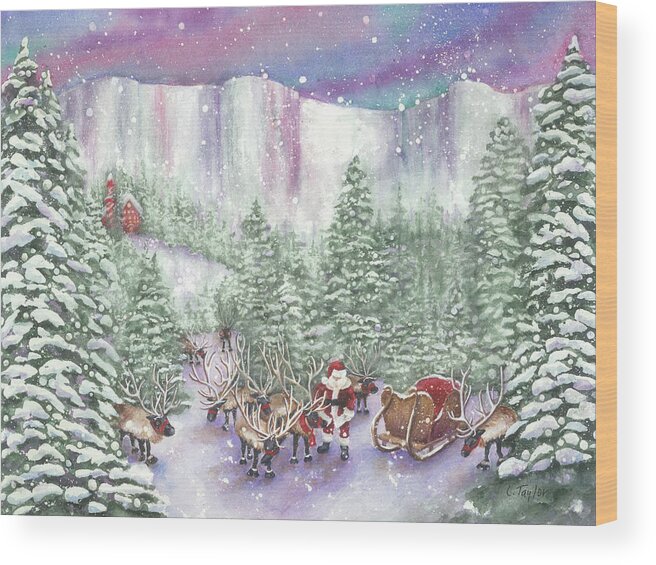 North Pole. Santa Claus Wood Print featuring the painting Ice Cliff Concealment by Lori Taylor