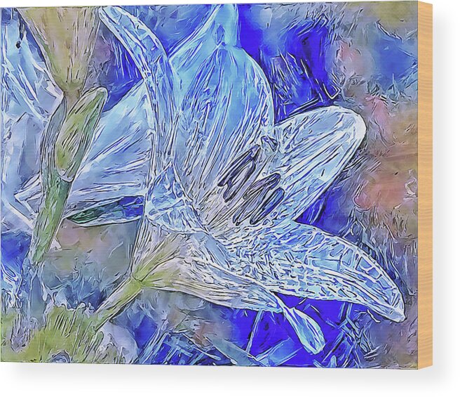 Lily Wood Print featuring the digital art Ice Lily by Alex Mir