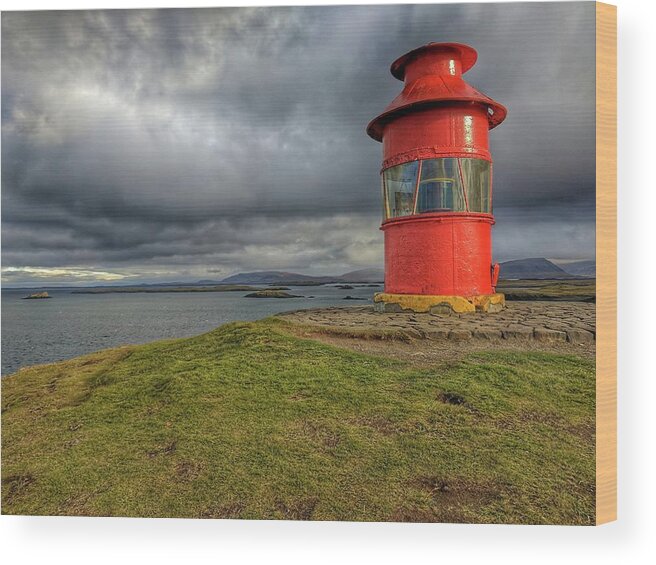 Iceland Wood Print featuring the photograph Iceland Lighthouse by Yvonne Jasinski