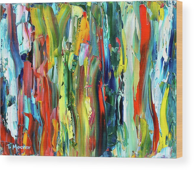 Colorful Wood Print featuring the painting In The Depths by Teresa Moerer
