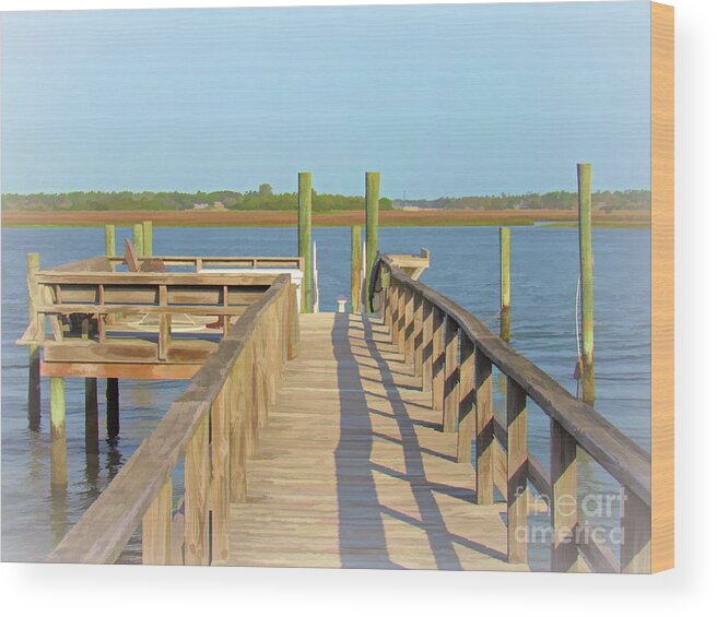 Pier Wood Print featuring the photograph Invitation to Enter the Water by Roberta Byram