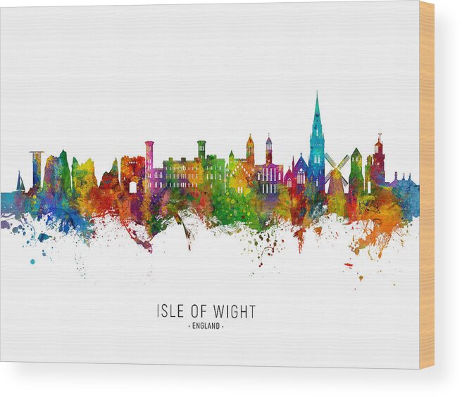 Isle Of Wight Wood Print featuring the digital art Isle of Wight England Skyline #64 by Michael Tompsett