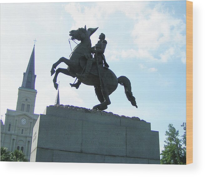 Taken In Jackson Square In The French Quarter Wood Print featuring the photograph Jackson's Statue by Heather E Harman
