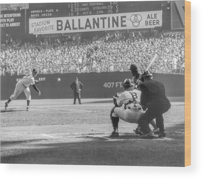 Baseball Catcher Wood Print featuring the photograph Jim Gilliam and Yogi Berra by The Stanley Weston Archive