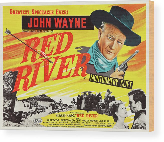 John Wayne Wood Print featuring the photograph JOHN WAYNE in RED RIVER -1948-, directed by HOWARD HAWKS. by Album