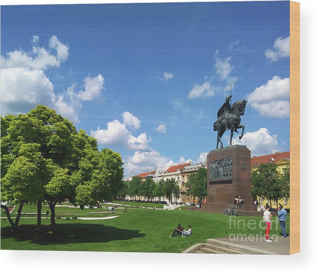 Square Wood Print featuring the photograph King Tomislav Square I by Jasna Dragun