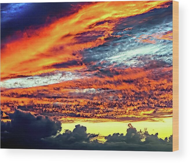 David Lawson Photography Wood Print featuring the photograph Kona Sunset 77 Lava in the Sky by David Lawson