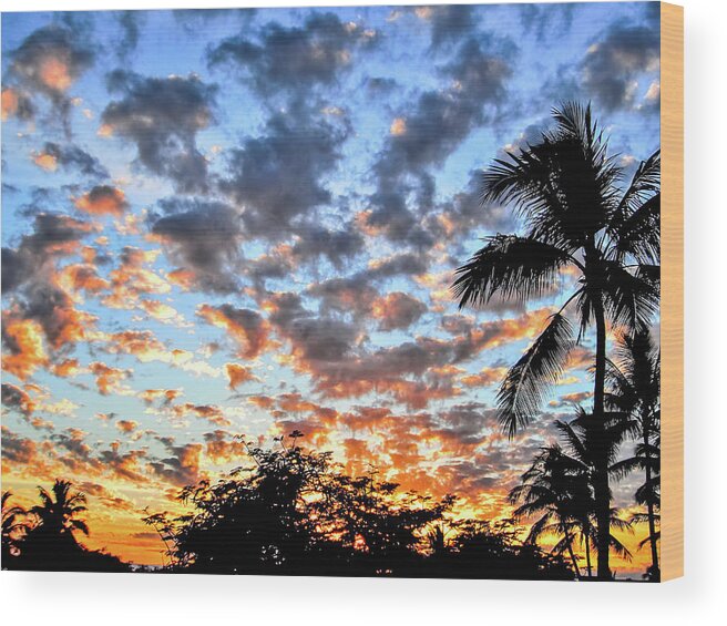David Lawson Photography Wood Print featuring the photograph Kona Sunset by David Lawson