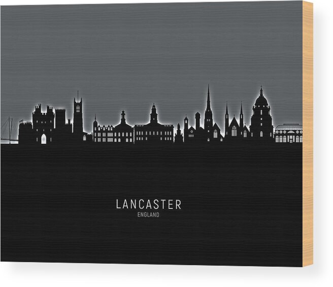 Lancaster Wood Print featuring the digital art Lancaster England Skyline #35 by Michael Tompsett