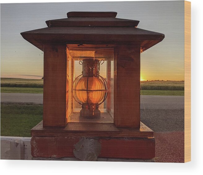 Lantern Wood Print featuring the photograph Lantern at dusk by Lisa Mutch