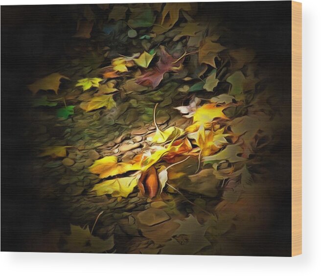 Leaves Wood Print featuring the photograph Leaves in the Creek by Christopher Reed