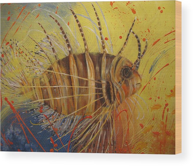 Fish Wood Print featuring the painting Lion Fish by Barbara Landry