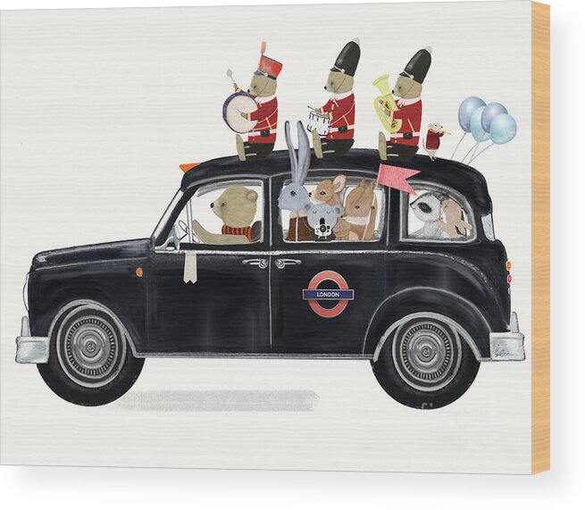 London Wood Print featuring the painting Little London Taxi by Bri Buckley