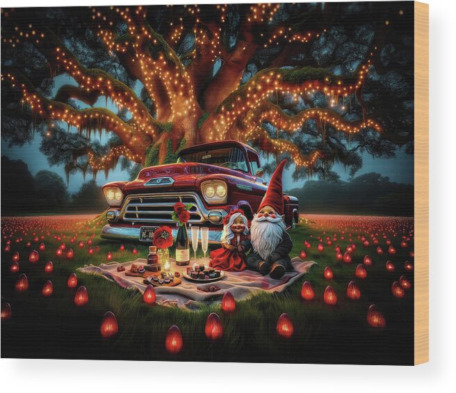 Magical Wood Print featuring the digital art Lulu and Gigglefoot's Romantic Valentine by Bill and Linda Tiepelman