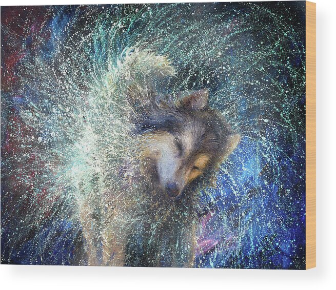 Dog Wood Print featuring the painting Luna the Sidereal by Iris Scott