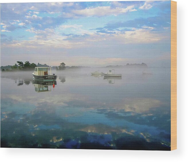 Boat Wood Print featuring the photograph M/V Liberty - Rye, NH by Deb Bryce