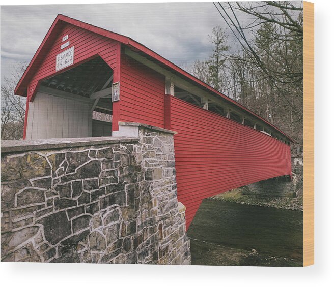 Above Wood Print featuring the photograph Manassas Guth Covered Bridge On the Level by Jason Fink