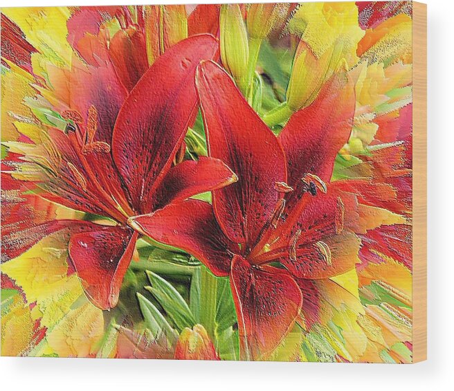  Wood Print featuring the digital art Masked Lilies by Beverly Read